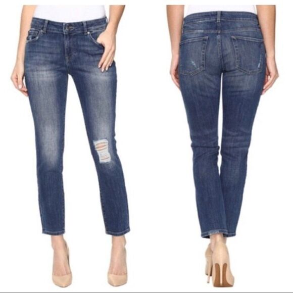 Dl1961 Jeans Davis Skinny Boyfriend Size 28 Light Distress Hollar - Picture 1 of 6